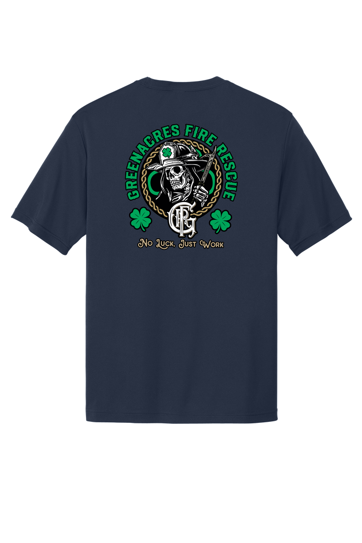 GFR St. Patrick's Day Sport-Tek 100% Poly Moisture Wicking Short Sleeve Crew Neck Navy