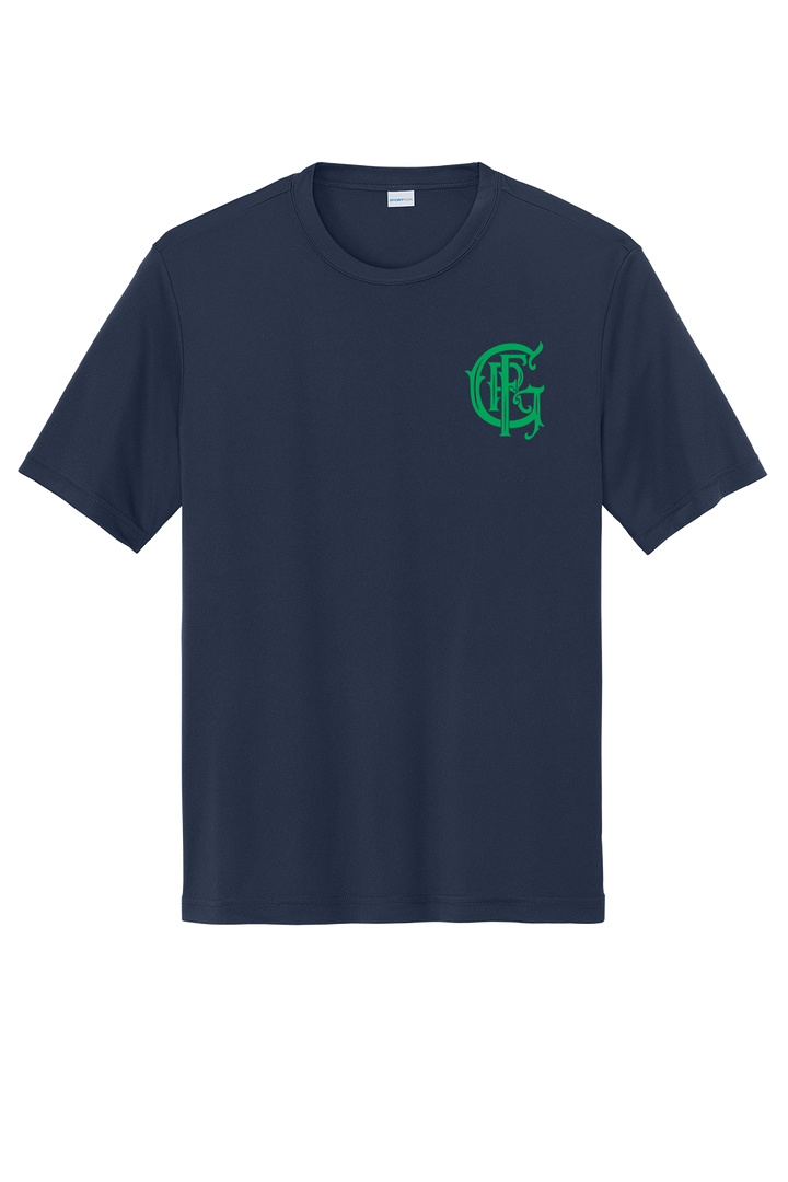 TALL VERSION GFR St. Patrick's Day Sport-Tek Tall 100% Poly Moisture Wicking Short Sleeve Crew Neck Navy
